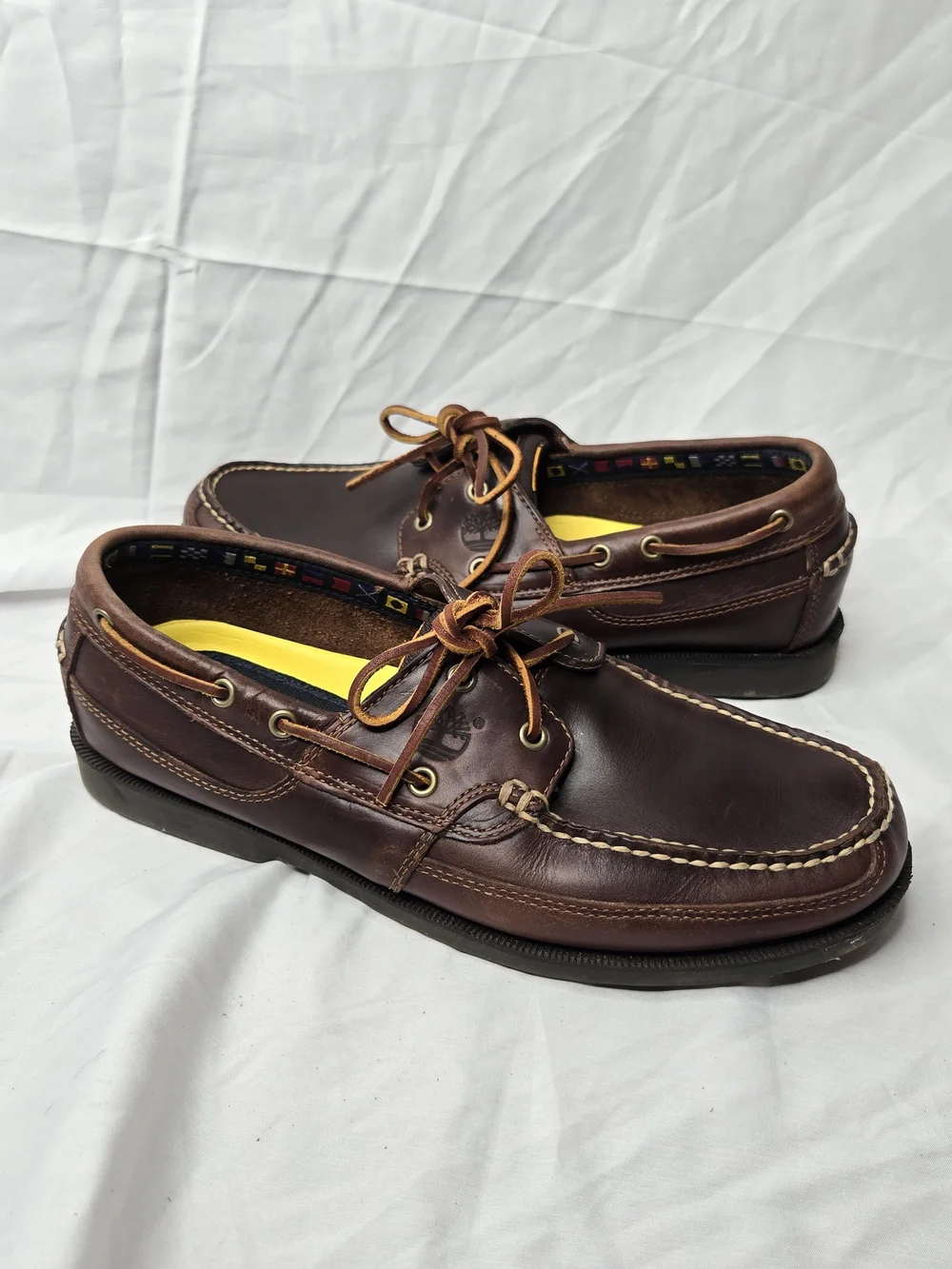 Timberland 3-Eye Lug Handsewn Boat Shoes Brown Leather Men's 11.5M 40521